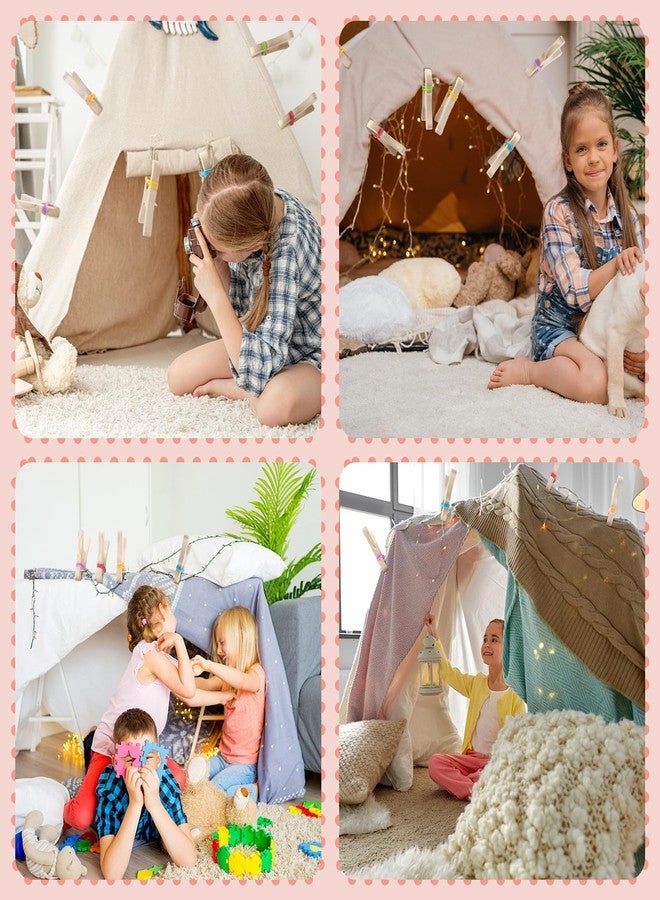 Simgoing 6 Pcs Wooden Play Clips for Kids Montessori and Waldorf Fort Building Kit Silk Clips Giant Wooden Handmade Fort Building for Blankets Silk Construction(Multicolored) - Image 5